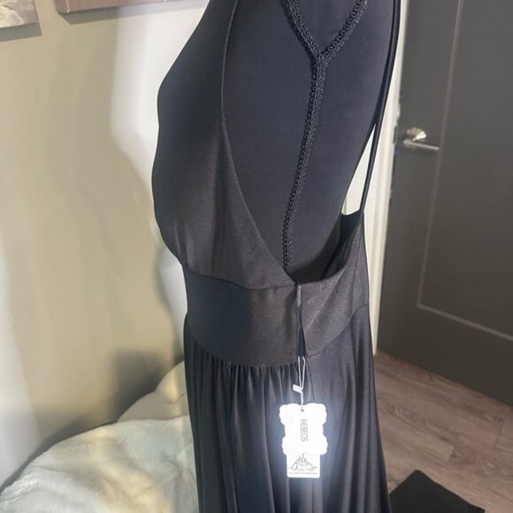 NWT Sexy Black Evening Gown with Slit Bridesmaid Dress Wedding Guest Plus Size - Picture 4 of 4